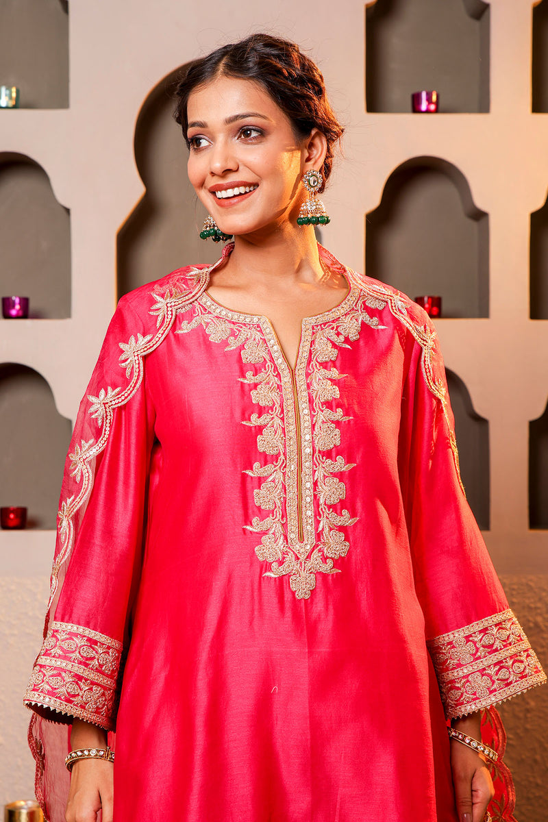 Magenta Embroidered Salwar Kameez Set