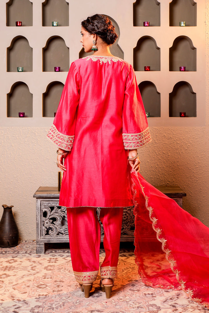 Magenta Embroidered Salwar Kameez Set
