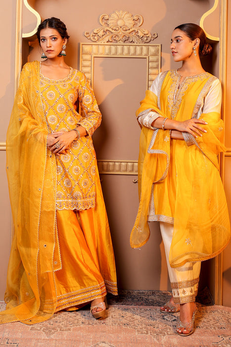 Golden Glow Embroidered Suit Set