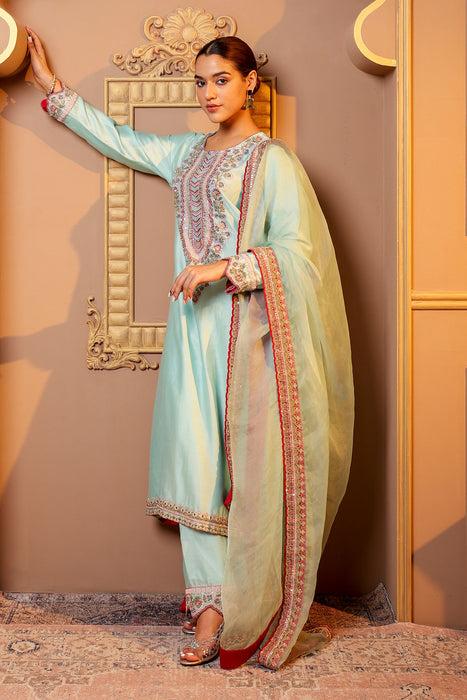 Blue Embroidered Suit Set