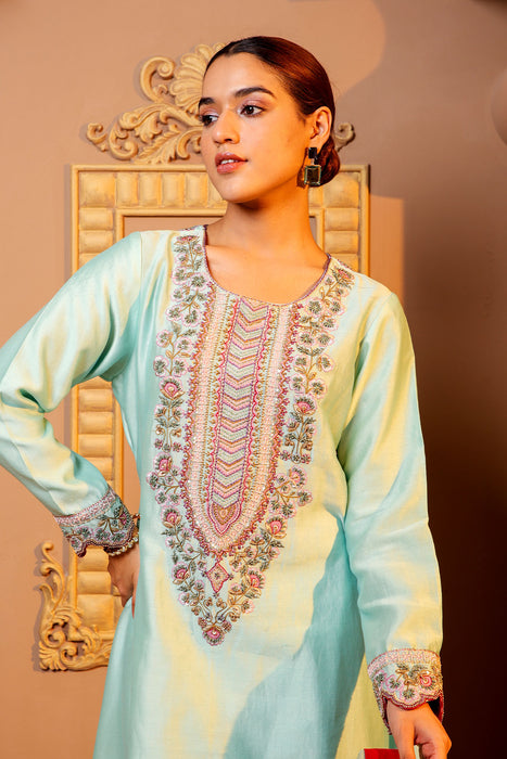 Blue Embroidered Suit Set