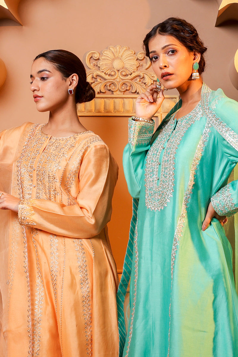 Peach Embroidered Salwar Kameez Set