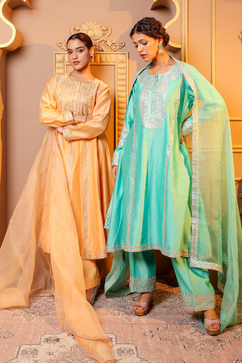 Peach Embroidered Salwar Kameez Set