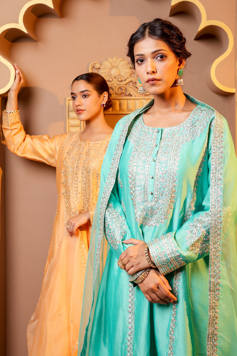 Peach Embroidered Salwar Kameez Set