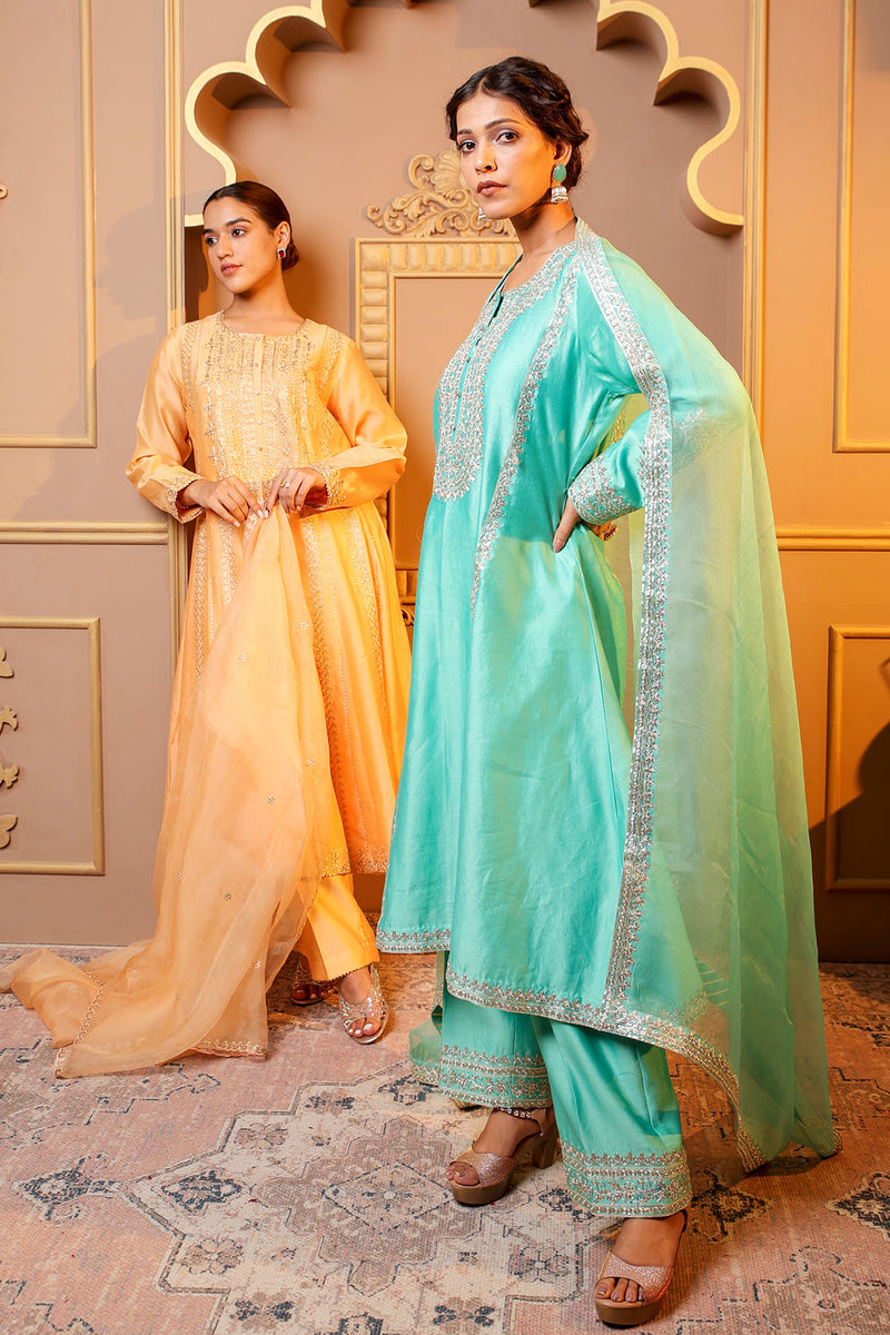 Peach Embroidered Salwar Kameez Set