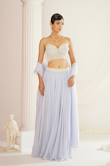 Powder blue embroidered lehenga set