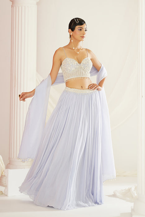 Powder blue embroidered lehenga set
