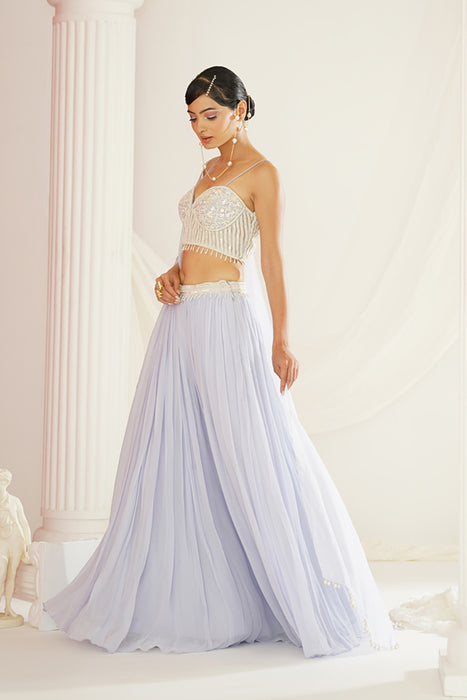 Powder blue embroidered lehenga set