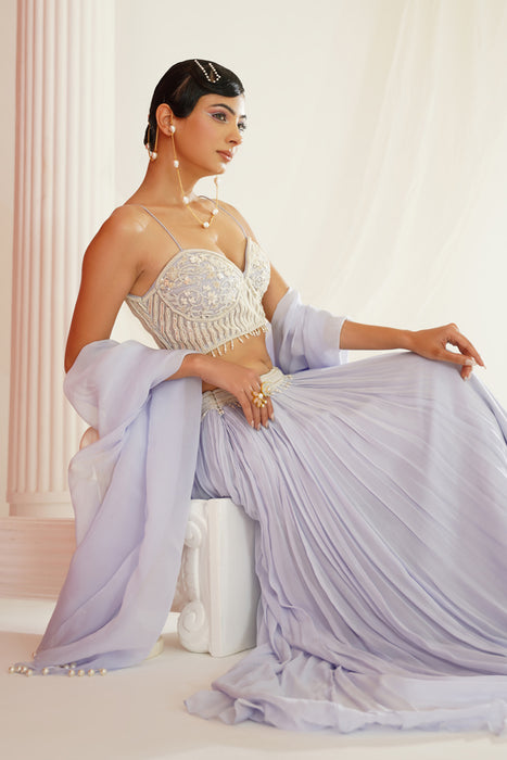 Powder blue embroidered lehenga set