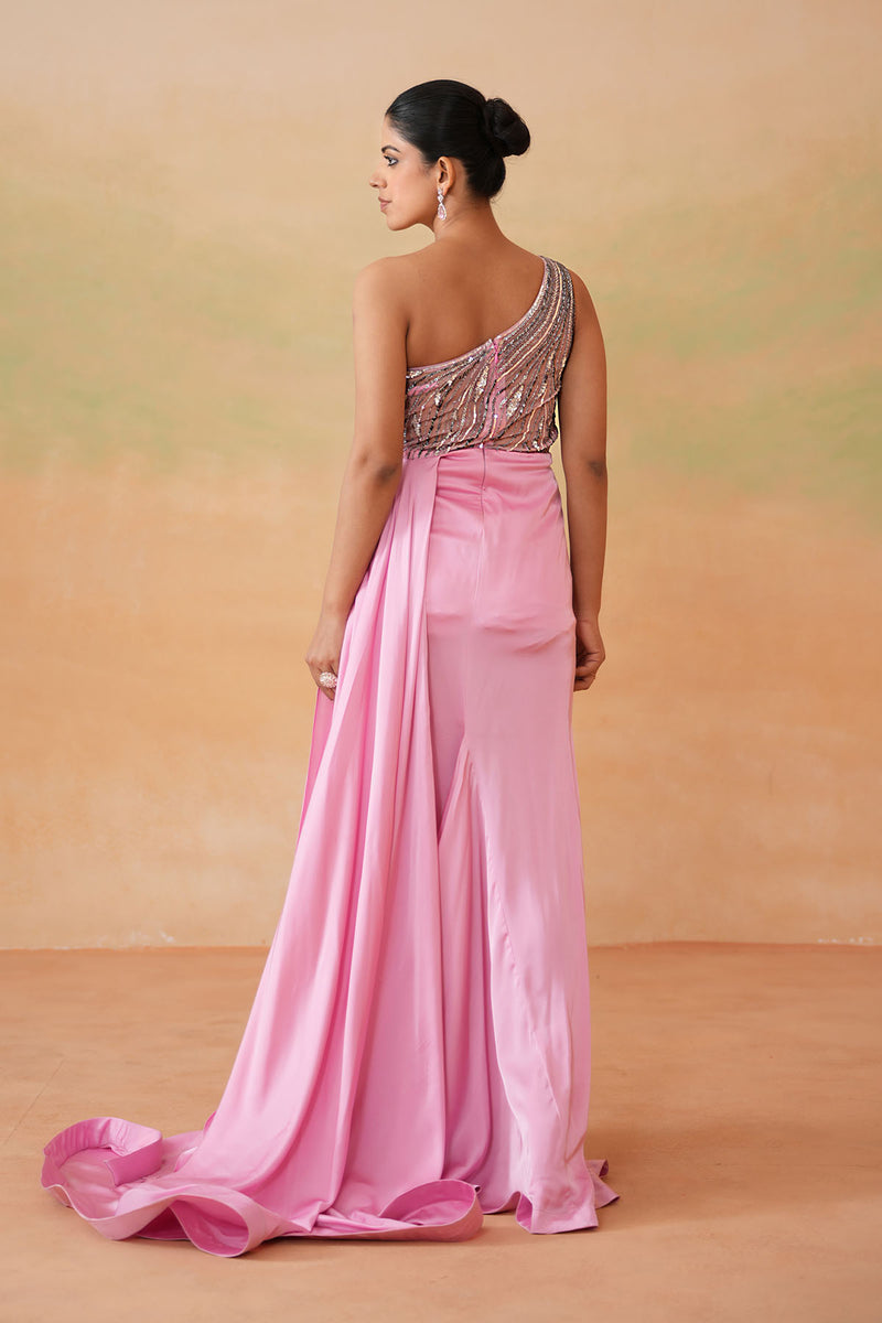 Pink embroidered gown