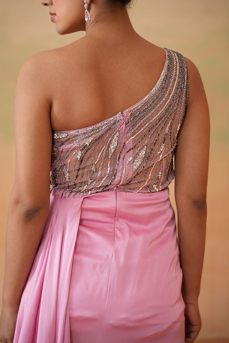 Pink embroidered gown