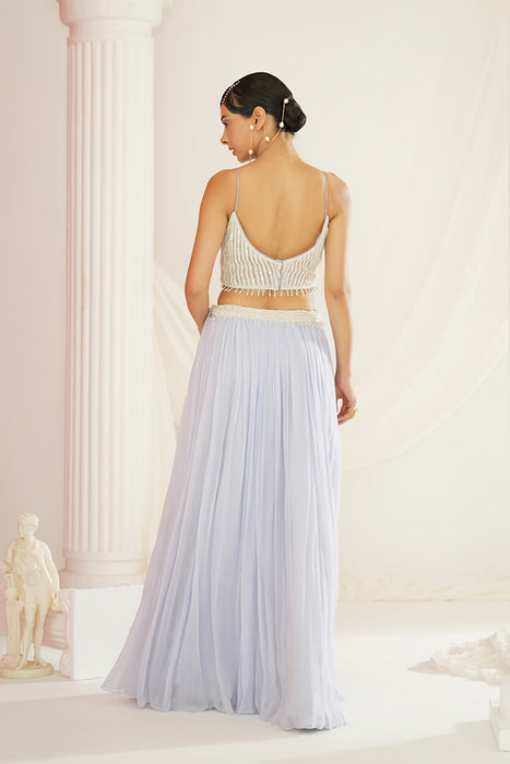 Powder blue embroidered lehenga set