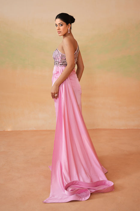 Pink embroidered gown