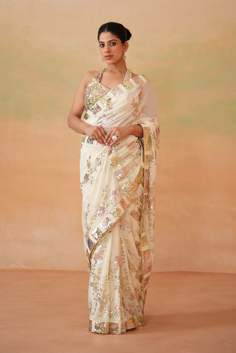 Lime yellow Blouse, peticoat, Running saree