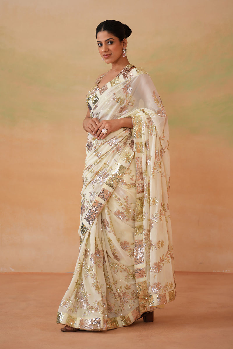Lime yellow Blouse, peticoat, Running saree