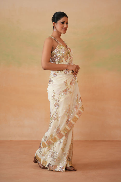 Lime yellow Blouse, peticoat, Running saree