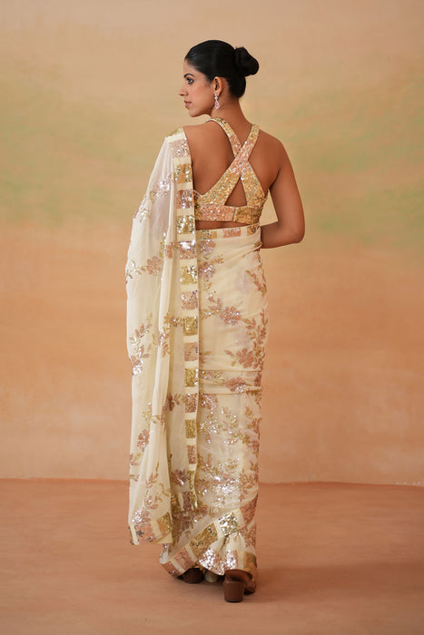 Lime yellow Blouse, peticoat, Running saree