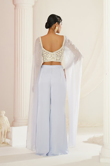 Powder blue embellished Blouse and pallazo set
