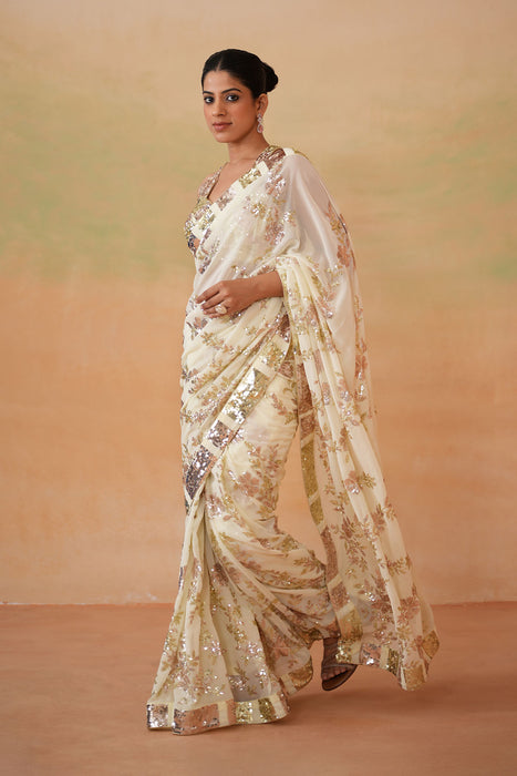 Lime yellow Blouse, peticoat, Running saree