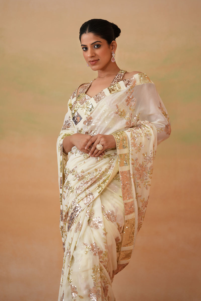 Lime yellow Blouse, peticoat, Running saree