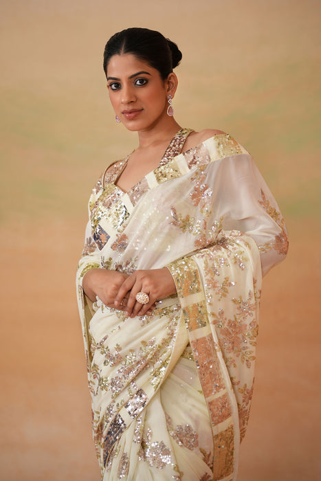 Lime yellow Blouse, peticoat, Running saree