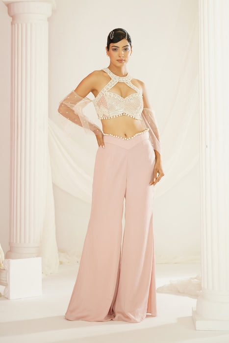 blush pink embellished Blouse and pallazo set