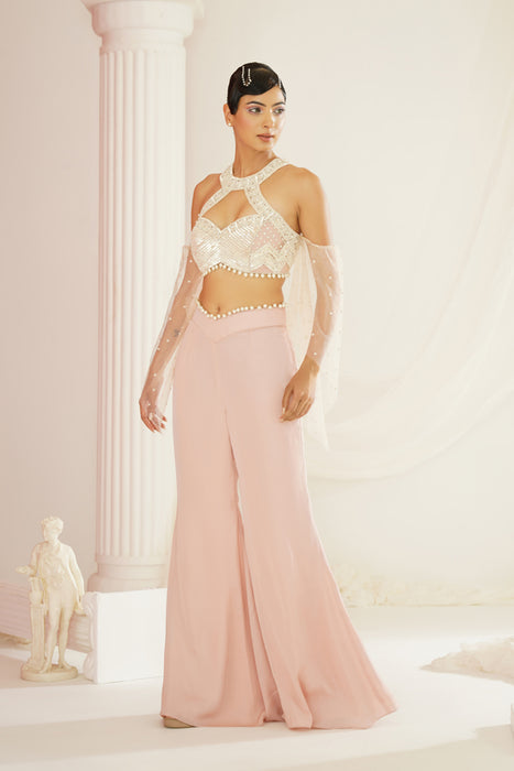 blush pink embellished Blouse and pallazo set