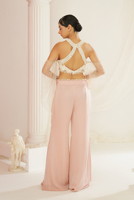blush pink embellished Blouse and pallazo set