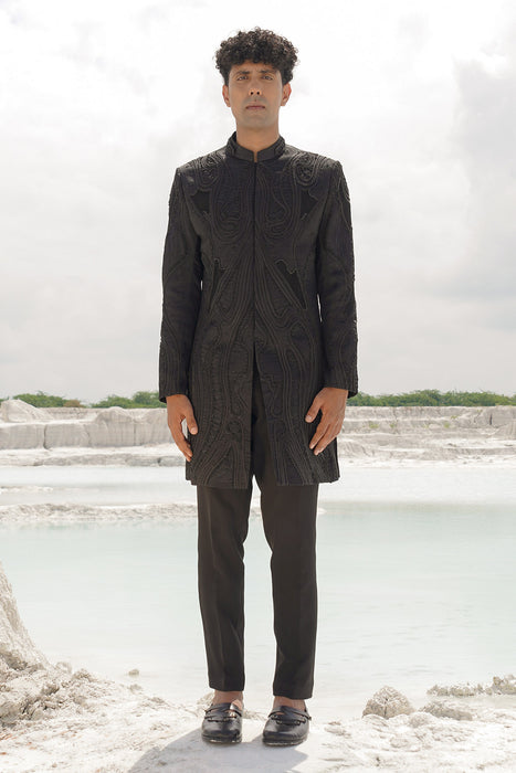 black soda satin indo with shirt and pants