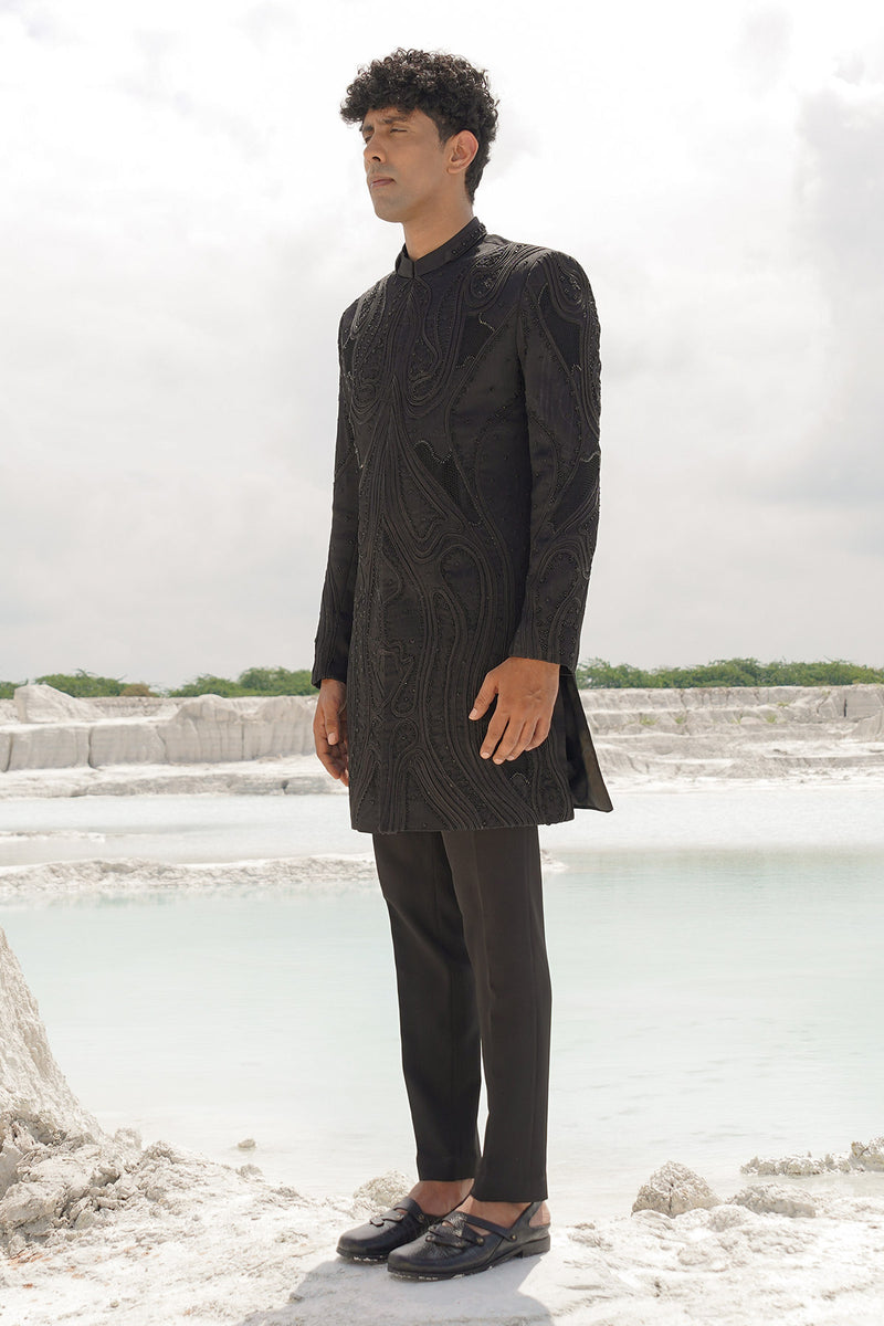 black soda satin indo with shirt and pants