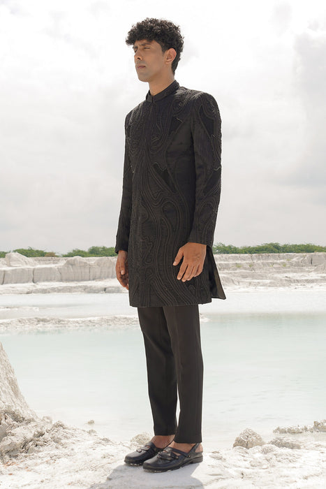 black soda satin indo with shirt and pants