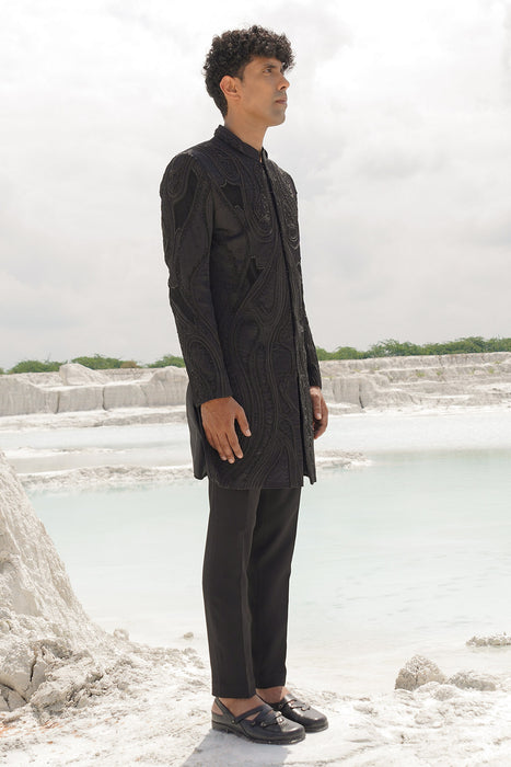 black soda satin indo with shirt and pants