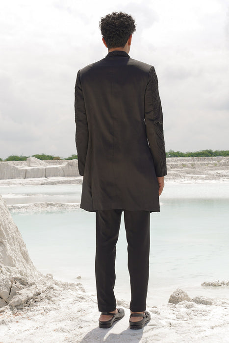 black soda satin indo with shirt and pants