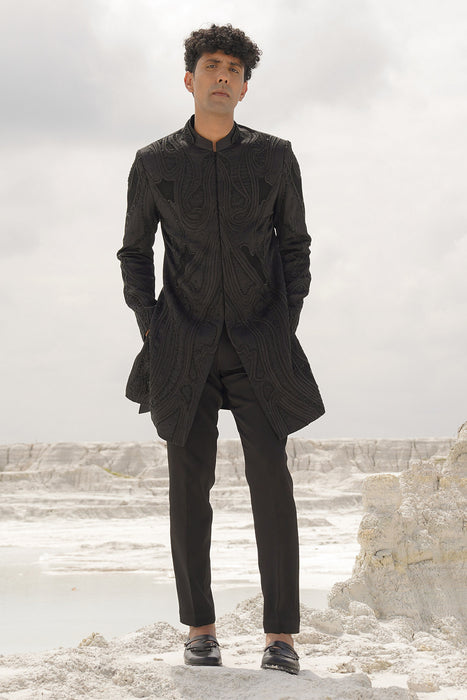 black soda satin indo with shirt and pants