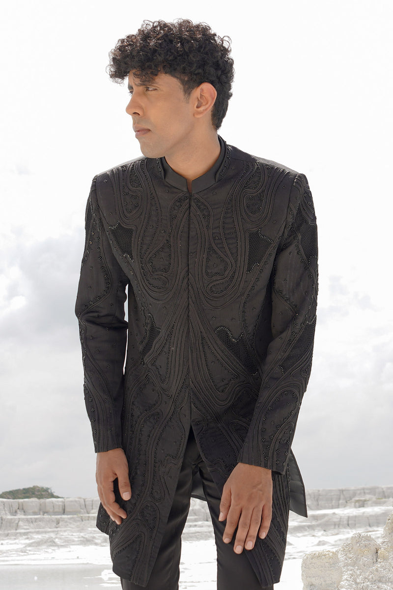 black soda satin indo with shirt and pants