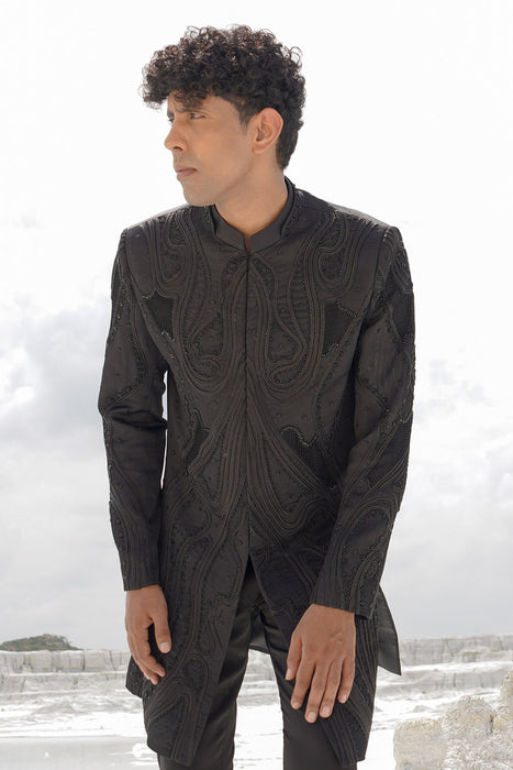 black soda satin indo with shirt and pants