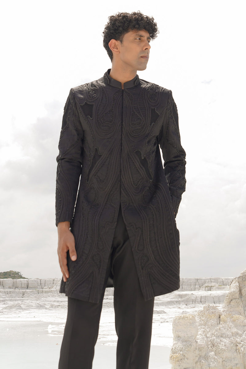black soda satin indo with shirt and pants