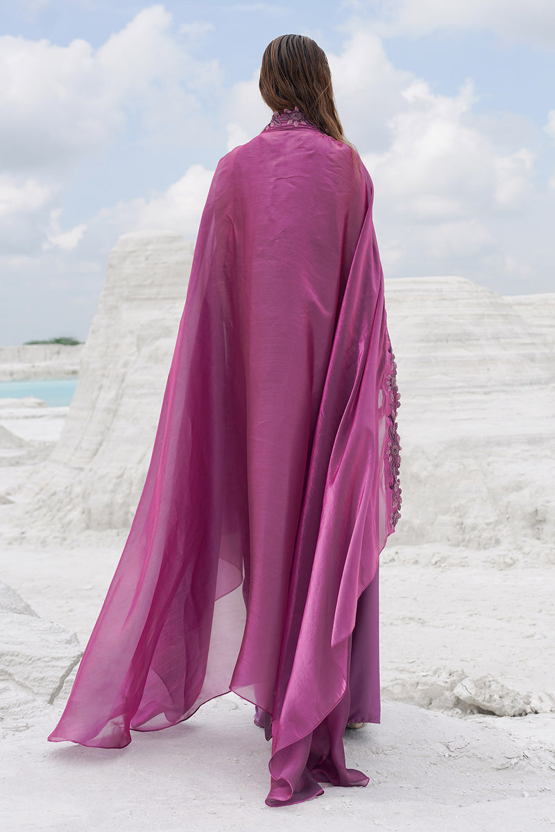 pink draped skirt with blouse and dupatta