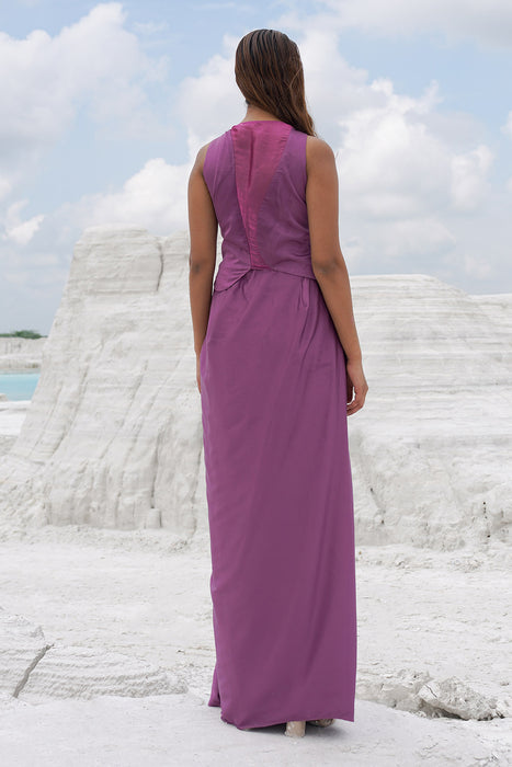 pink draped skirt with blouse and dupatta