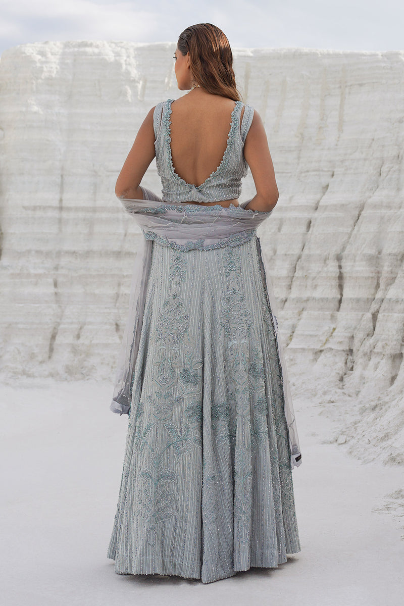 Light blue lehenga with blouse and dupatta