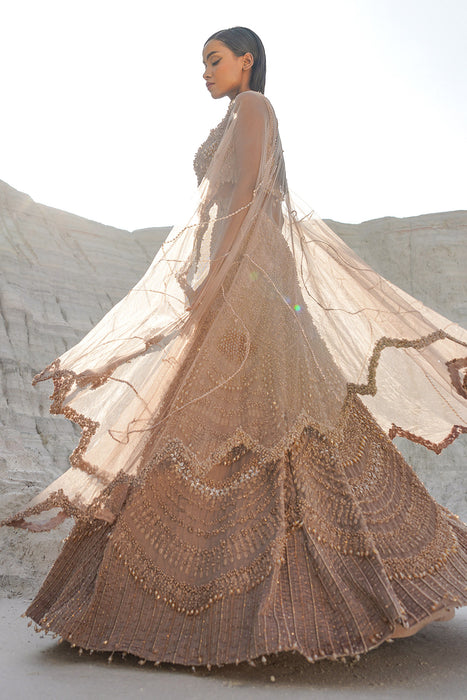 rustic amber ethwave lehenga with blouse dupatta