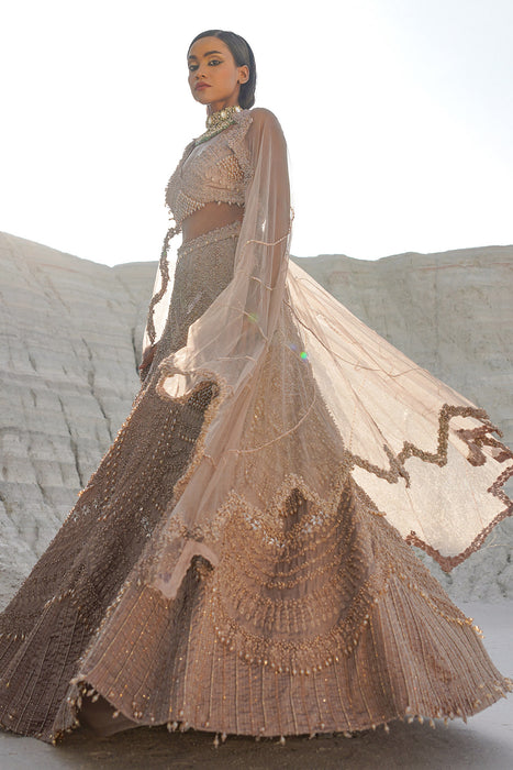 rustic amber ethwave lehenga with blouse dupatta