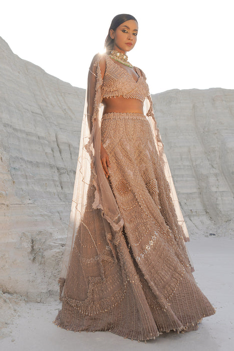 rustic amber ethwave lehenga with blouse dupatta