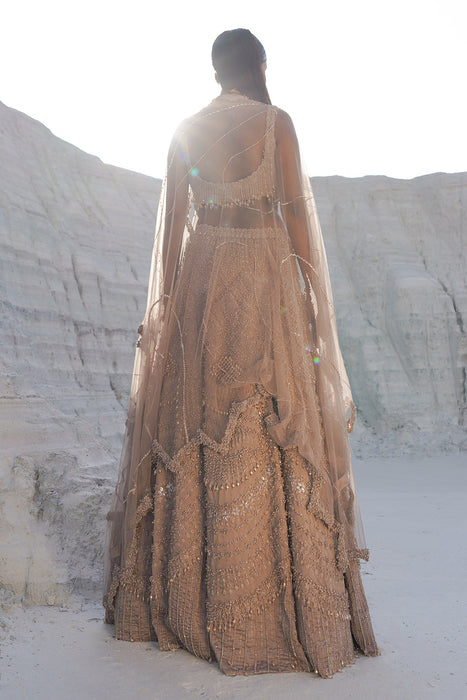 rustic amber ethwave lehenga with blouse dupatta