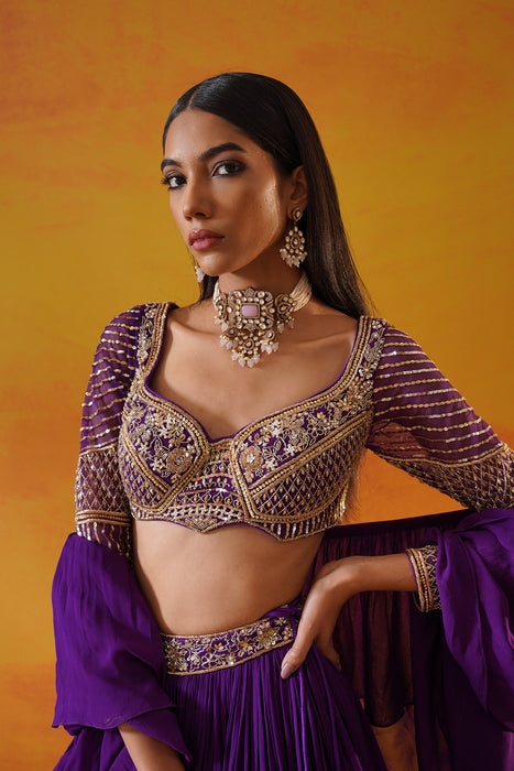 Purple georgette lehenga choli set