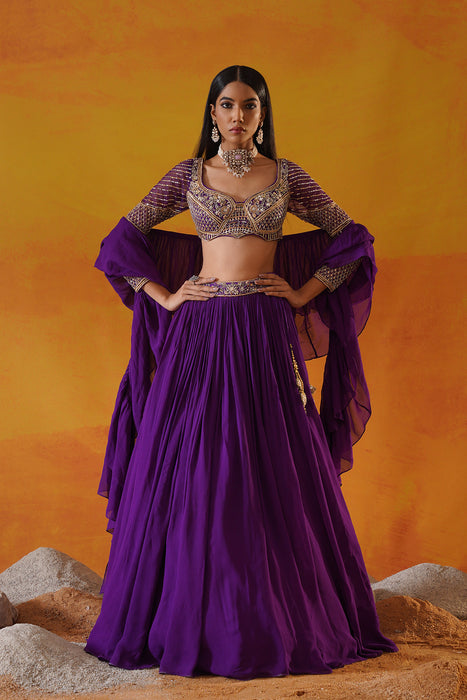 Purple georgette lehenga choli set