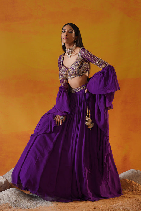 Purple georgette lehenga choli set