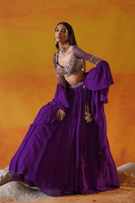 Purple georgette lehenga choli set