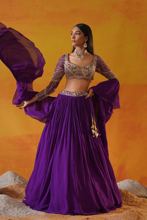 Purple georgette lehenga choli set