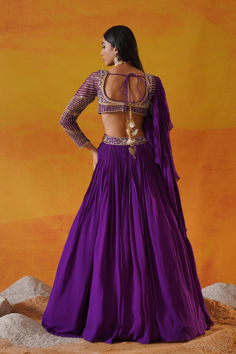 Purple georgette lehenga choli set